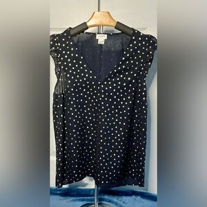 J. Crew Black and Gold Polka Dot Top